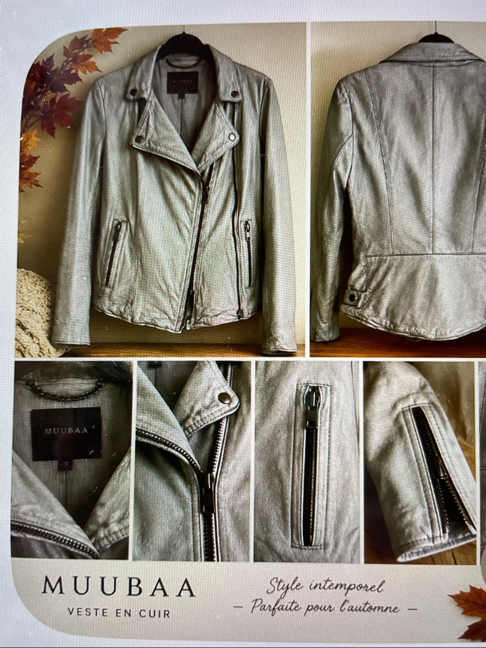 M.   MUUBAA  Light Gray Leather Moto Jacket.  NWOT - Picture 2 of 5